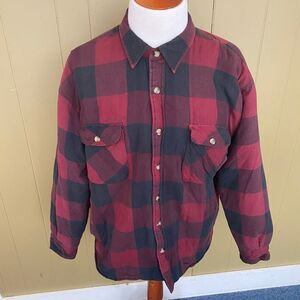 Basic Editions men XL 100% cotton button up midweight coat w/quilted lining